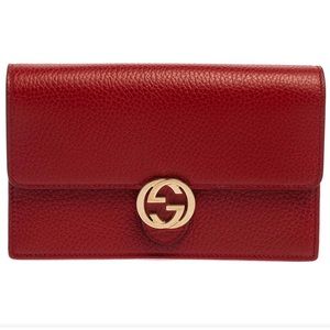 Gucci Red Leather Interlocking G Wallet